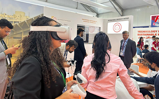 Student using VR headset at IIT Delhi - Abu Dhabi during outreach event